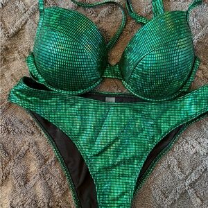 SHEIN Emerald Shimmer Bikini Set